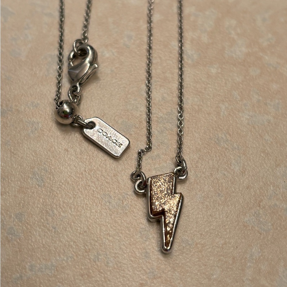 Coach Silver Lightning Bolt Necklace